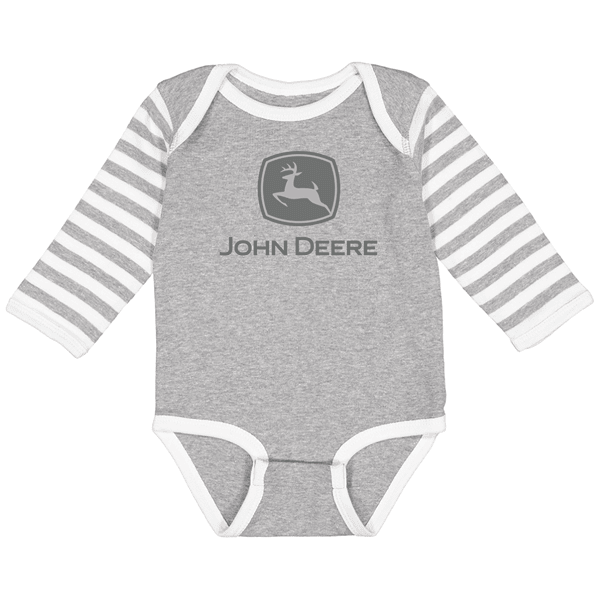 John Deere Striped Long Sleeve Onesie